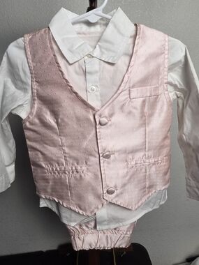 Toddler Pink Satin Vest and Shirt Set